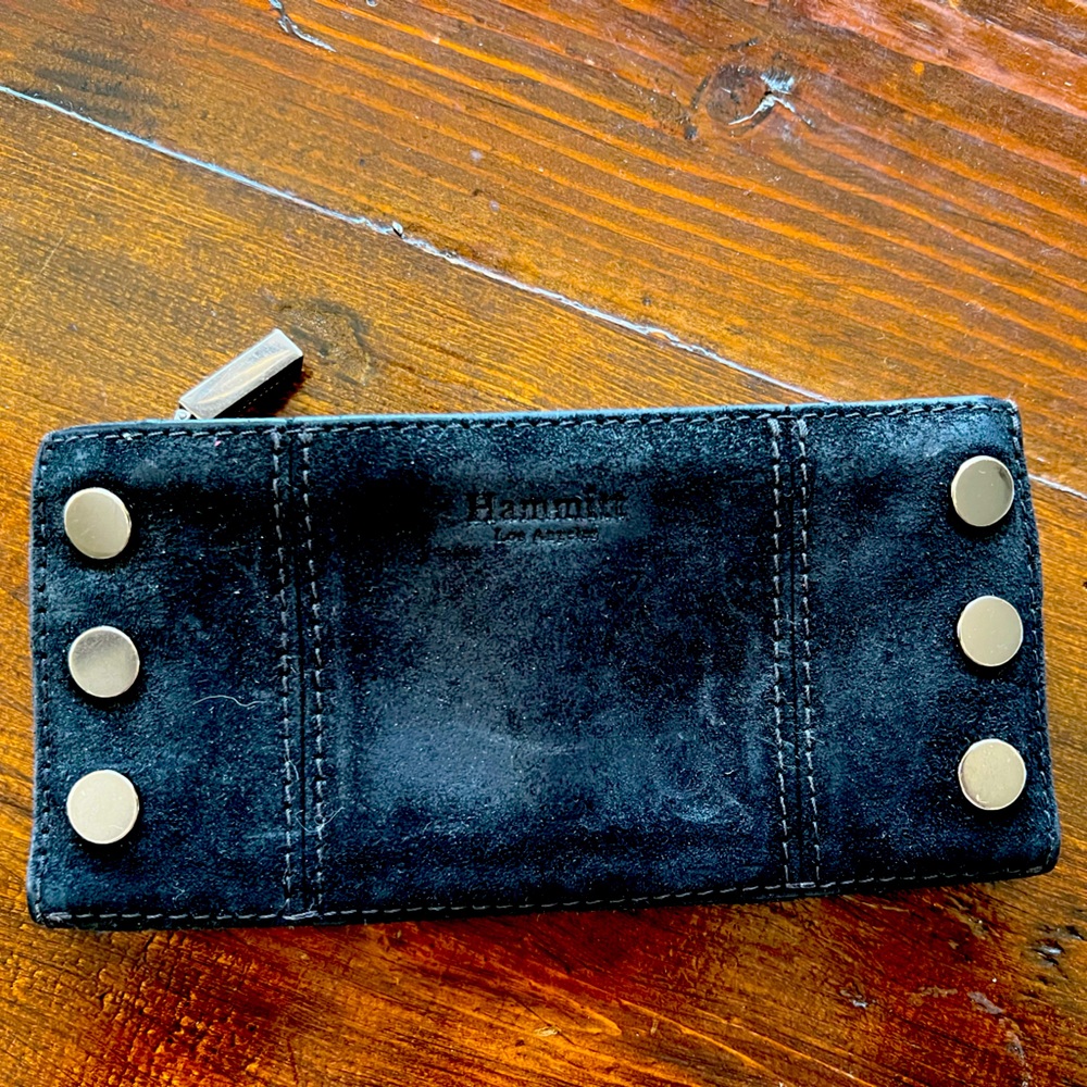110 North Slim Pebble Black Suede Studded Rivet Magnetic Closure